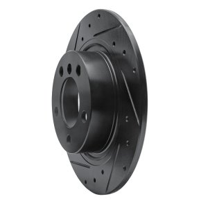 Mini Cooper Paceman Brake Rotor (1) - Rear Left - R1 Concepts - Drilled & Slotted - Black - `13-`16